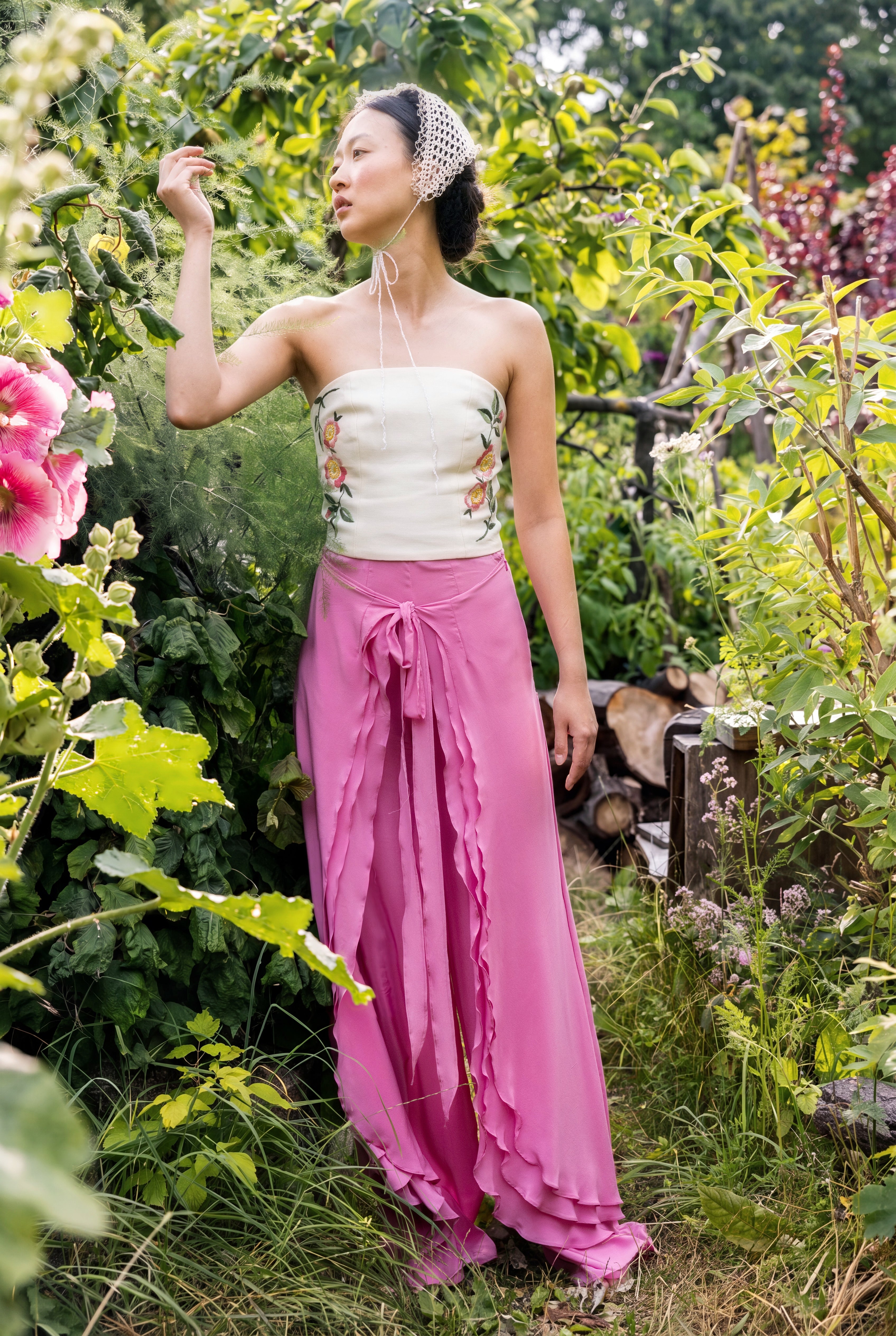 The Corset & Petal Pants. ESCAPIST GARDEN SS27, MARIE-LOUISE MÜLLER. Photography: Tanja Tremel.
