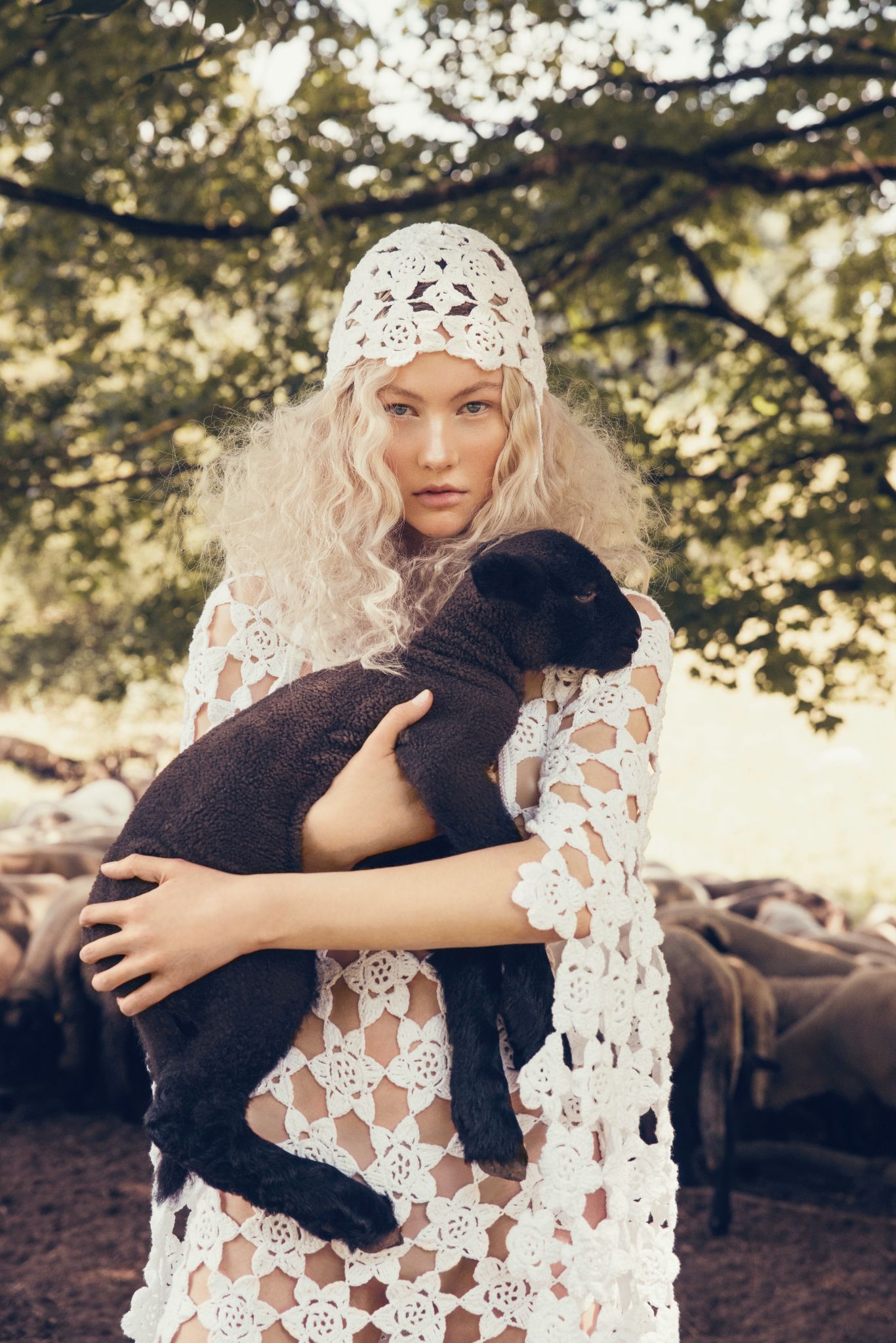 Flower Dress Crocheted Slow Fashion Design Berlin Editorial Sheep Farm Look Marie-Louise Müller 