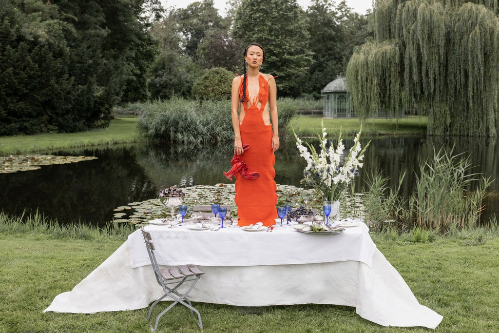 lobster dress crocheted lookbook photoshoot slow fashion berlin Marie-Louise Müller