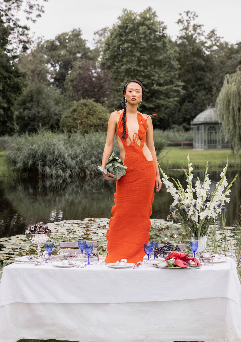 lobster dress crocheted lookbook photoshoot slow fashion berlin Marie-Louise Müller