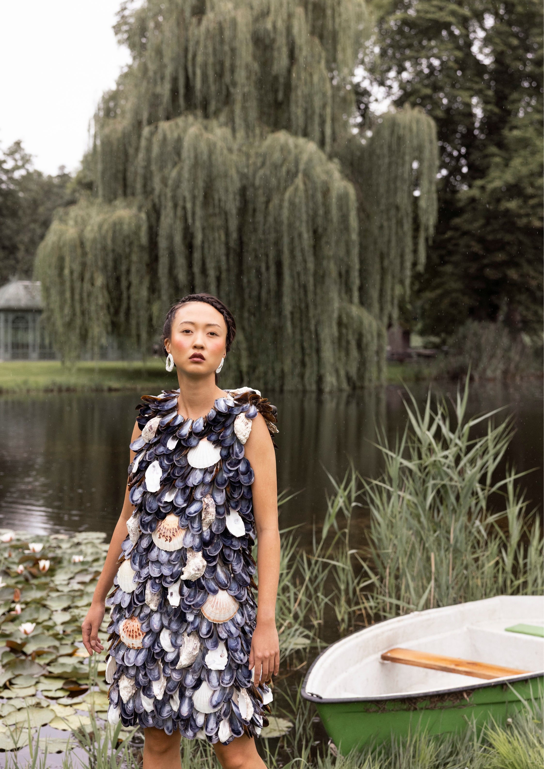 mussel dress handmade seafood lookbook photoshoot slow fashion design berlin Marie-Louise Müller