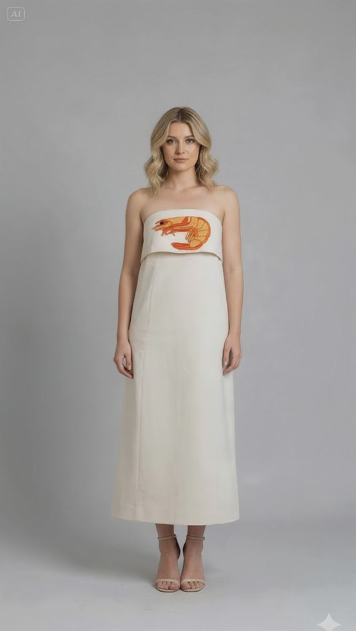 Shrimp Embroidery Dress