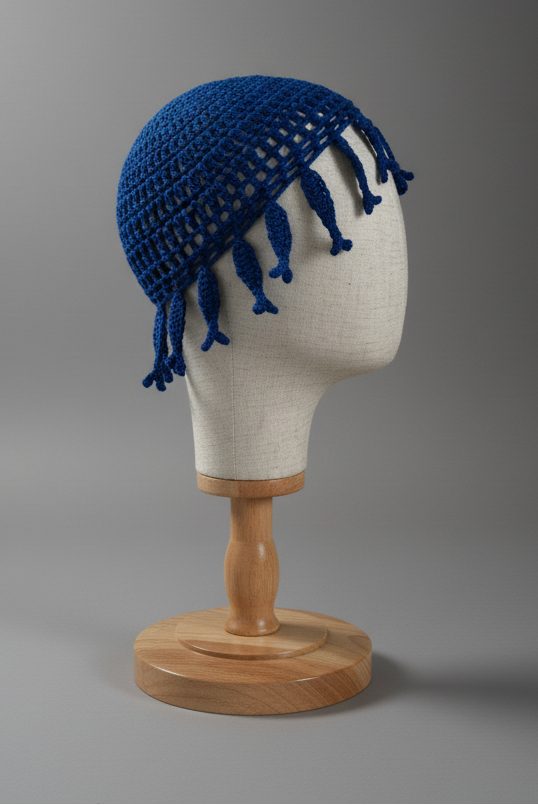 sardine_headpiece_blue_crochet_side